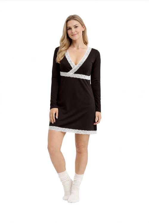 Aurore Chocolatte - sukienka z długim rękawem do spania